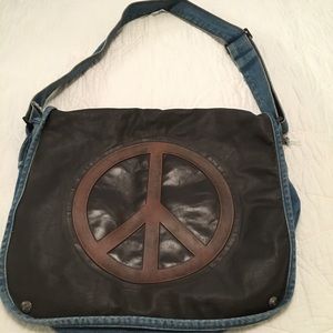 Vintage Blue denim Peace Sign ssanger me Bag